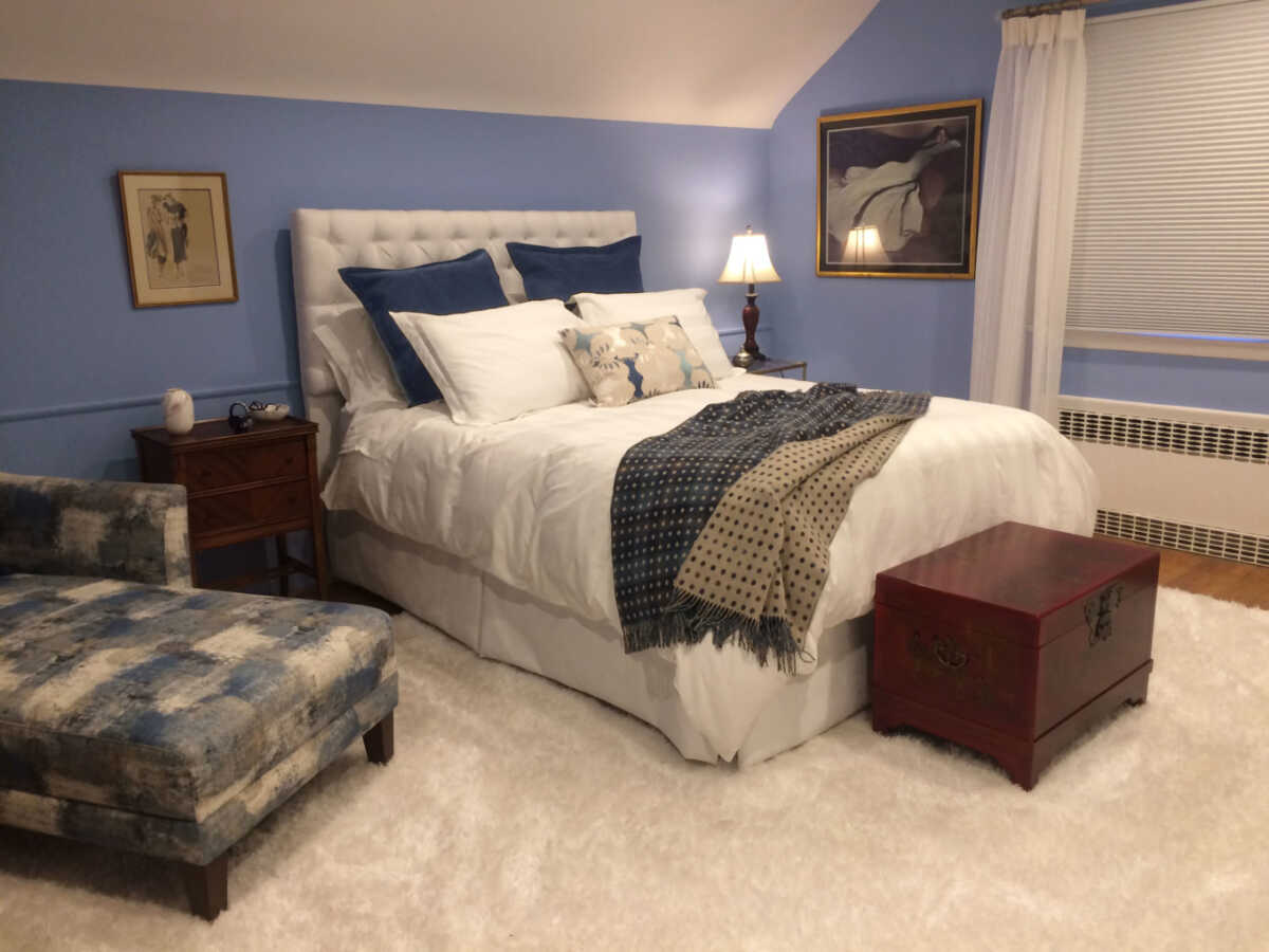 French Blue and White Bedroom