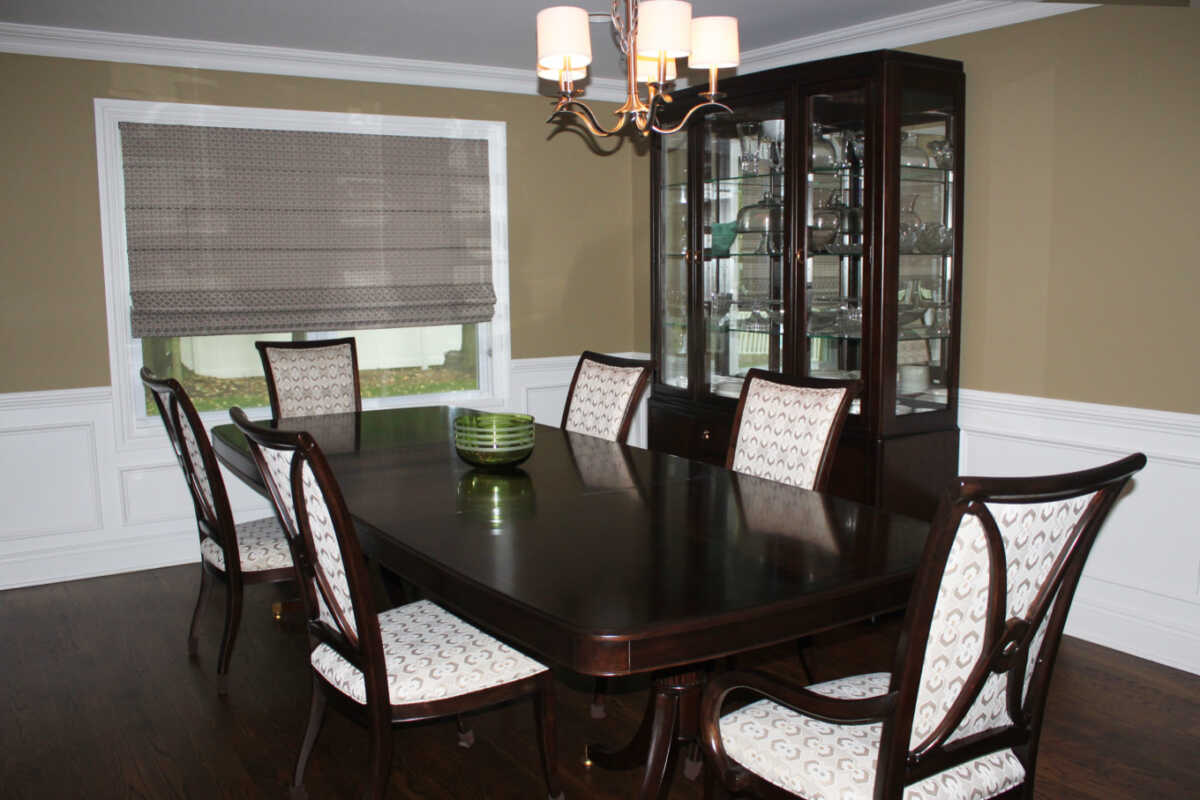 Paint Tan Walls with White Trim in Dining Room